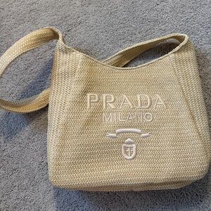 *Can’t confirm authenticity- was thrifted*Prada Beige Woven Shoulder Bag